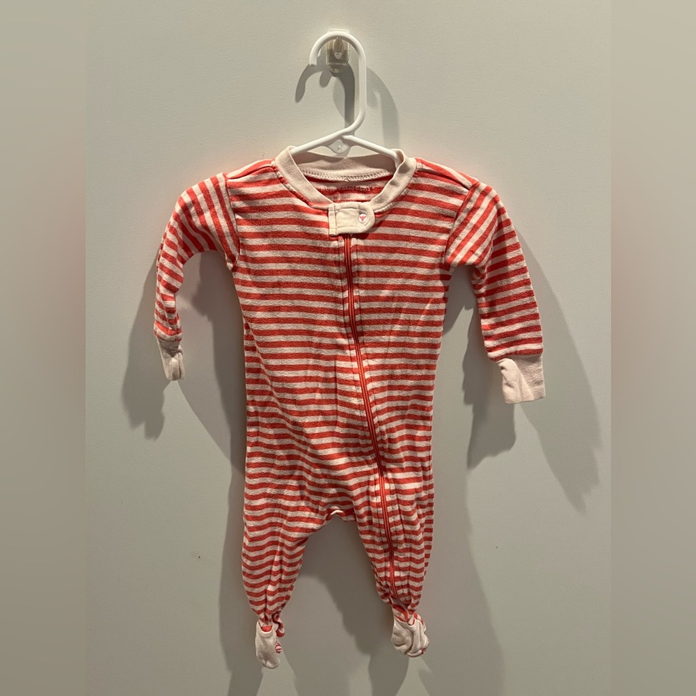 Burt’s Bees Baby Pink Striped Footed Onesie